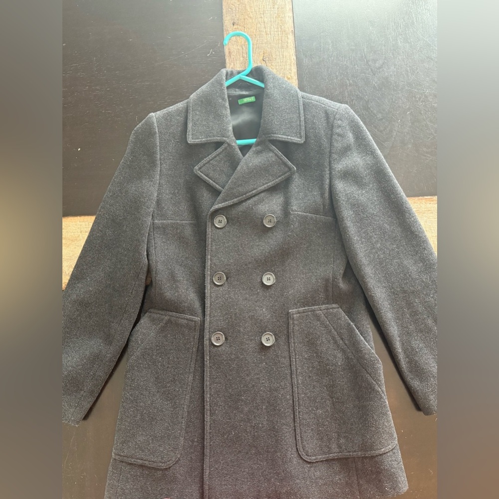 United Colors Of Benetton Gray Double-Breasted Pea Coat